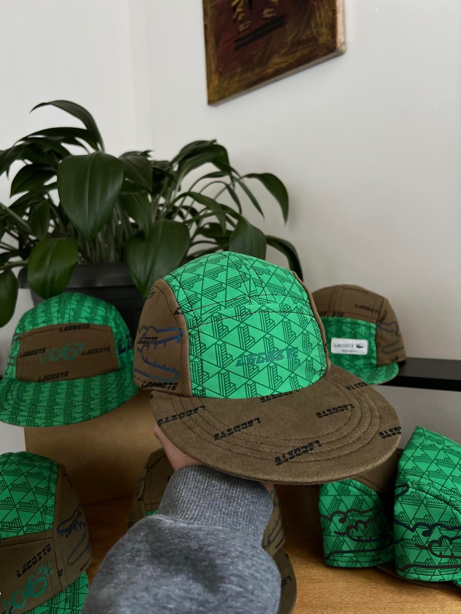 Green lacoste hat best sale